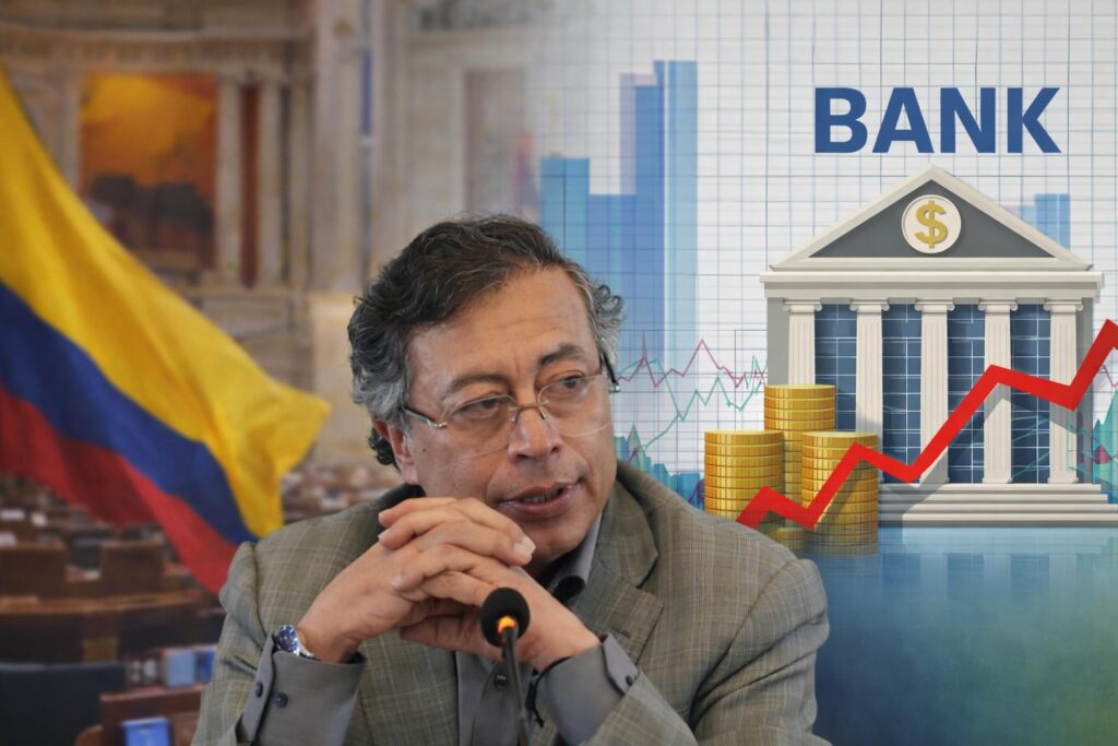 Sede bancaria en Colombia tras anuncio de impuesto a ganancias extraordinarias