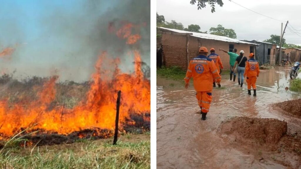 Organismos de socorro atienden emergencias por lluvias e incendios en Colombia