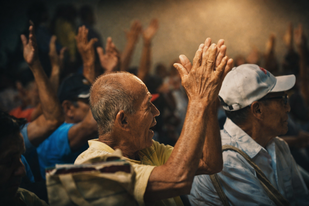 Luis Alberto Monsalvo Gnecco, Gobernador del César, abraza a una mujer de la tercera edad en un corregimiento, representando el impacto humano de los programas de dignidad al adulto mayor y bienestar social implementados en su gestión.