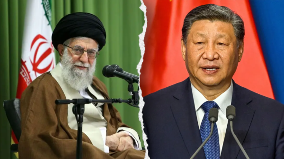 Montaje de Ali Jamenei, líder de Irán, y Xi Jinping, presidente de China, representando la alianza y tensión en Medio Oriente.