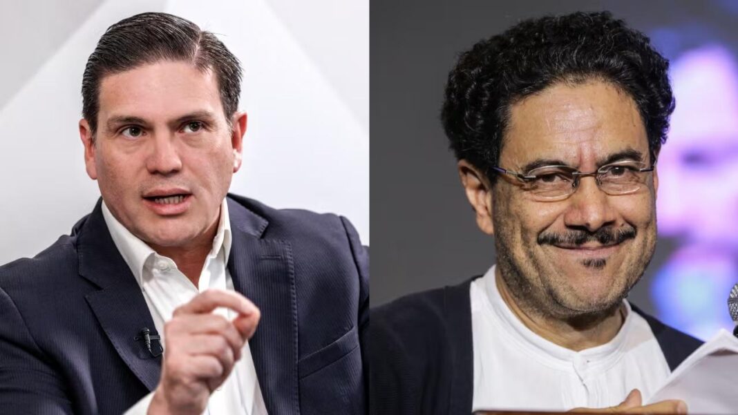 Juan Carlos Pinzón durante intervención en campaña presidencial en Colombia