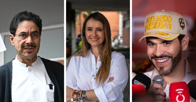 Montaje de candidatos presidenciales para 2026 incluyendo a Vicky Dávila, Claudia López, Miguel Uribe y Sergio Fajardo, junto al presidente Gustavo Petro.