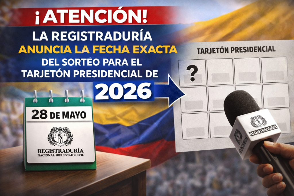 Anuncio oficial de la Registraduría: 28 de mayo, fecha del sorteo para el tarjetón de las elecciones presidenciales de Colombia 2026.