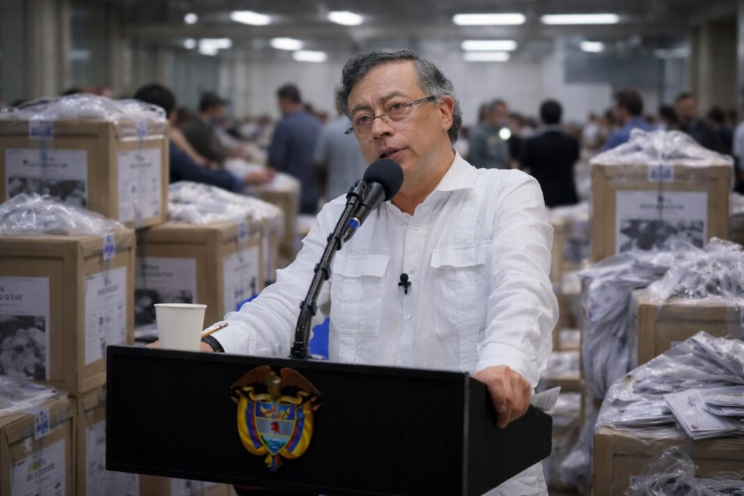 Gustavo Petro durante declaraciones sobre el sistema electoral colombiano