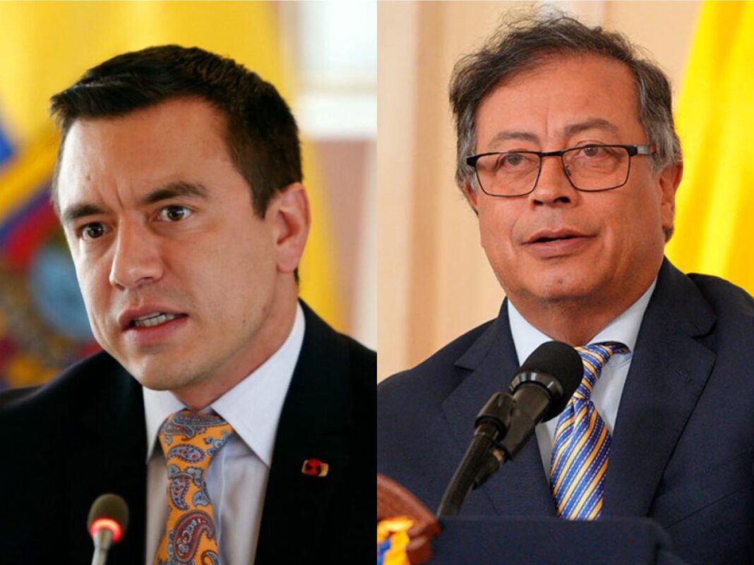 Gustavo Petro y Daniel Noboa en medio de una crisis diplomática por presuntos bombardeos en la frontera entre Colombia y Ecuador