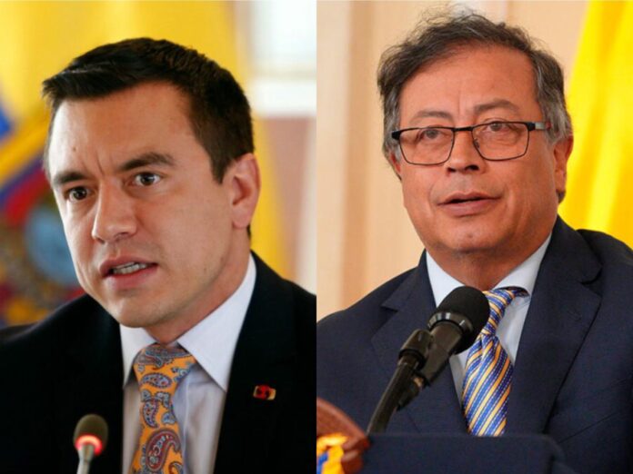 Gustavo Petro y Daniel Noboa en medio de una crisis diplomática por presuntos bombardeos en la frontera entre Colombia y Ecuador