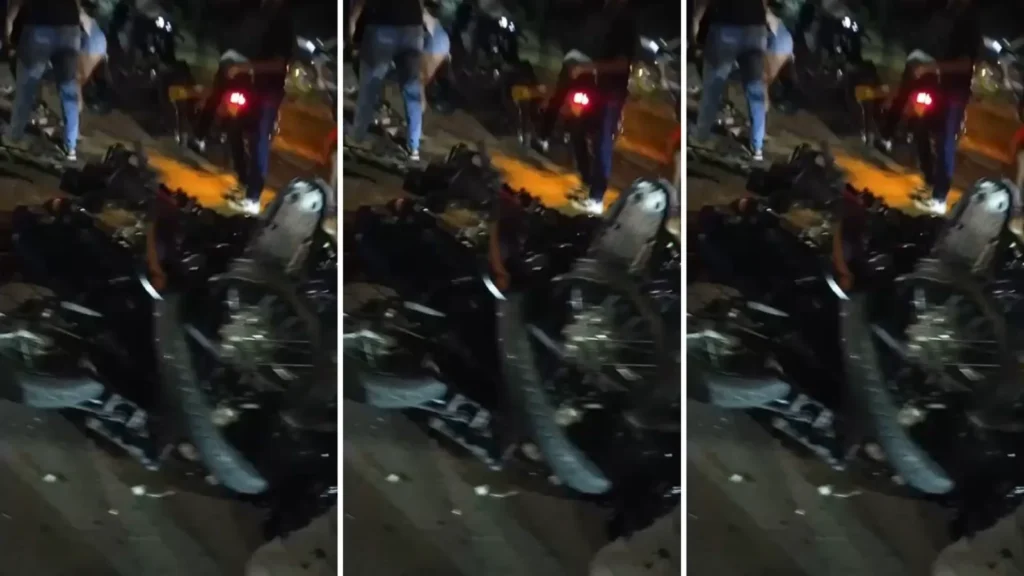 Motocicleta accidentada tras piques ilegales en la vía Valledupar La Paz
