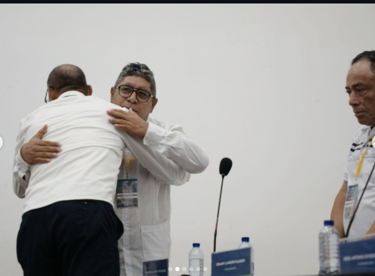 Excomandantes del Bloque Caribe de las Farc durante acto de reconocimiento en audiencia de la JEP