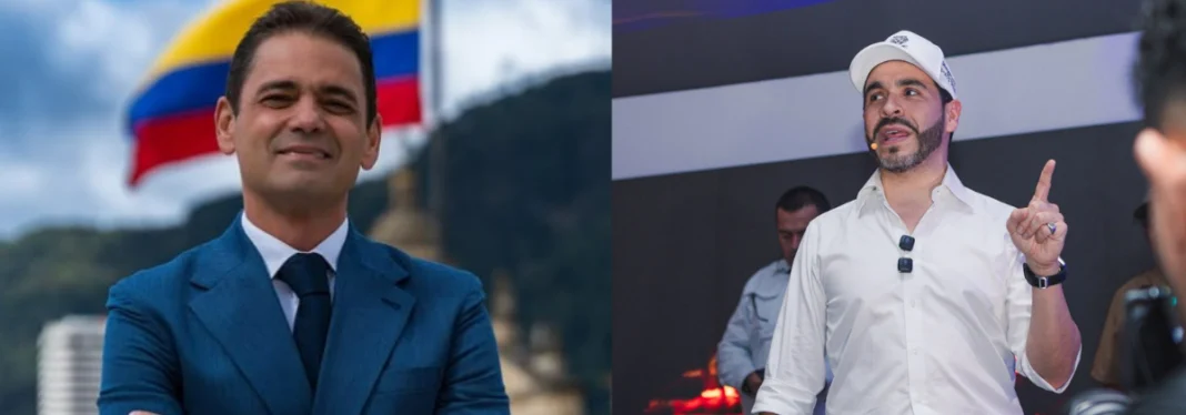 Imagen dividida: a la izquierda Alfredo 'Ape' Cuello con traje formal y bandera de Colombia; a la derecha Abelardo de la Espriella con gorra blanca y camisa, hablando con ademán de advertencia.