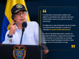 Comunicado del presidente Gustavo Petro desmintiendo relaciones sentimentales mencionadas en la entrevista de Angie Rodríguez.