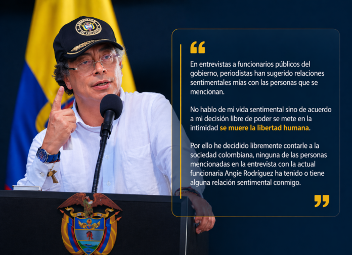 Comunicado del presidente Gustavo Petro desmintiendo relaciones sentimentales mencionadas en la entrevista de Angie Rodríguez.