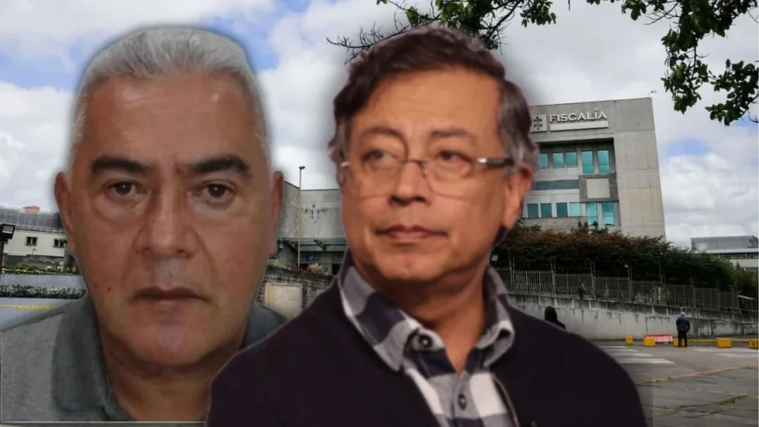 Composición fotográfica de portada. En la parte superior, el presidente Gustavo Petro con gesto serio ajusta un audífono inalámbrico en su oído, frente a unas banderas. En la parte inferior, el abogado y candidato presidencial Abelardo de la Espriella en traje azul marino, haciendo un saludo militar con la mano en la frente y sonriendo a la cámara con un pin de la bandera de Colombia. La imagen representa el enfrentamiento político por presuntas 'chuzadas' o interceptaciones ilegales a la campaña de oposición.