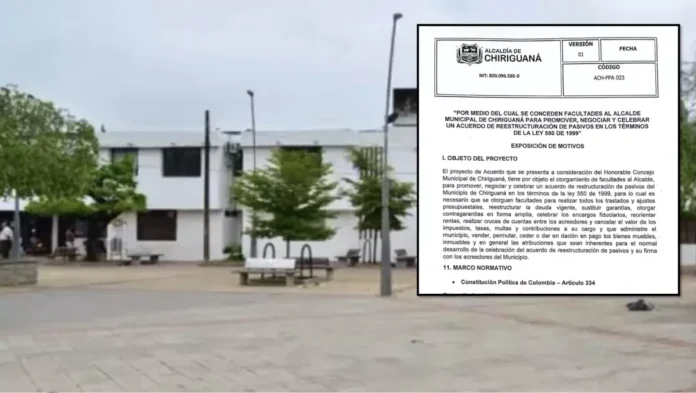 ocumento de la Alcaldía de Chiriguaná para acogerse a la Ley 550 de reestructuración de pasivos.