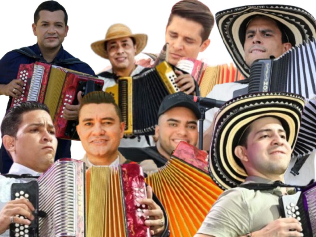 Collage de acordeoneros profesionales clasificados a la segunda ronda del Festival de la Leyenda Vallenata 2026.