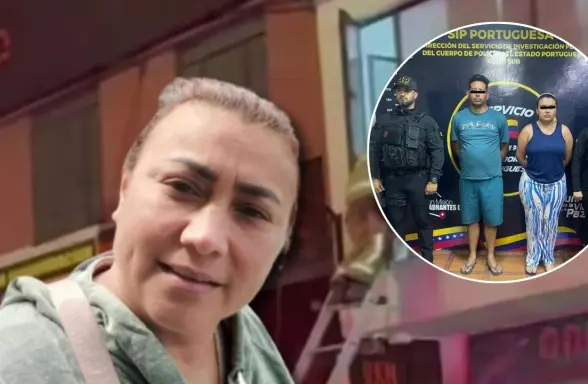 Fotomontaje con el rostro de Yulixa Toloza y un recuadro de la captura de dos sospechosos por parte de la policía en Venezuela.