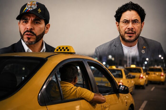 Montaje digital que ilustra la opinión del gremio de taxistas elecciones presidenciales entre las opciones de derecha e izquierda en Colombia.