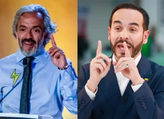 Juan Daniel Oviedo y Abelardo de la Espriella en una comparativa visual durante el debate Juan Daniel Oviedo Abelardo de la Espriella.