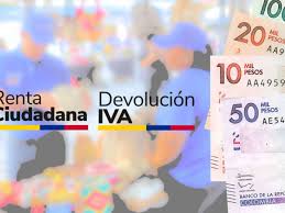 Logotipos de Renta Ciudadana y Devolución del IVA con billetes colombianos, información de la Alcaldía de Valledupar.