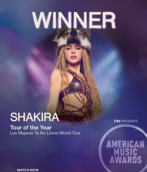 La barranquillera demostrando cómo Shakira hace historia ganando en los AMAs.