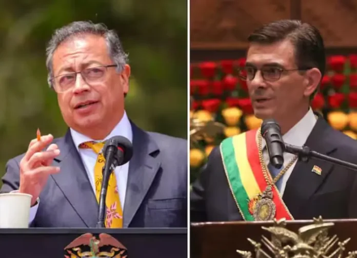 Composición fotográfica del presidente de Colombia, Gustavo Petro, y el presidente de Bolivia, Rodrigo Paz Pereira, protagonistas de la reciente crisis diplomática bilateral.