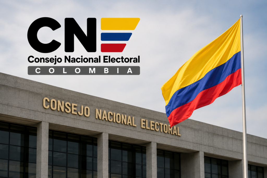 Sede del Consejo Nacional Electoral durante el proceso de escrutinio de la segunda vuelta presidencial de Colombia 2026.