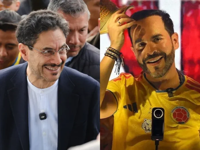 Retrato dividido de los candidatos presidenciales Iván Cepeda y Abelardo de la Espriella sonriendo durante la campaña electoral.