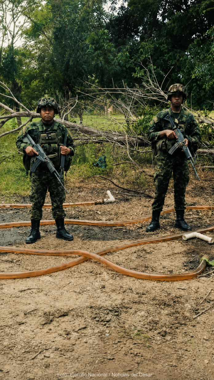 Ejército ubicó válvulas ilegales usadas para extracción ilícita de hidrocarburos en La Gloria, Cesar