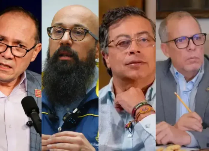 Procuraduría Petro suspensiones Saade Carrillo: Composición fotográfica vertical que muestra al presidente Gustavo Petro y a sus funcionarios investigados.