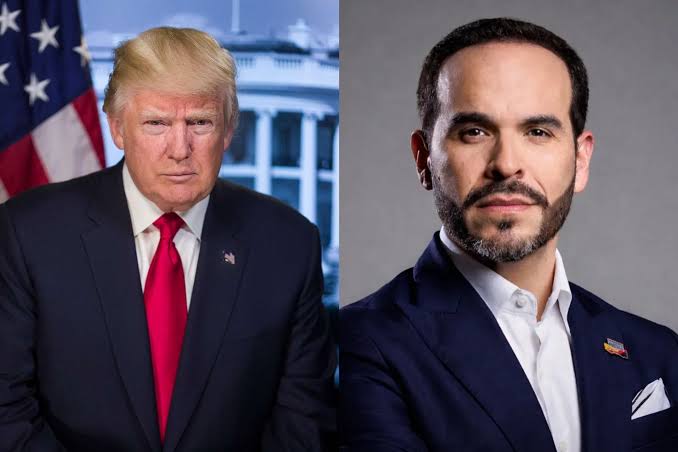 Díptico que muestra al mandatario estadounidense Donald Trump a la izquierda y al presidente electo de Colombia Abelardo De La Espriella a la derecha.