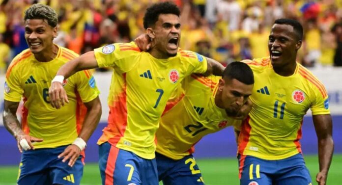 Selección Colombia celebra un gol durante el Mundial 2026 antes del partido frente a Portugal.