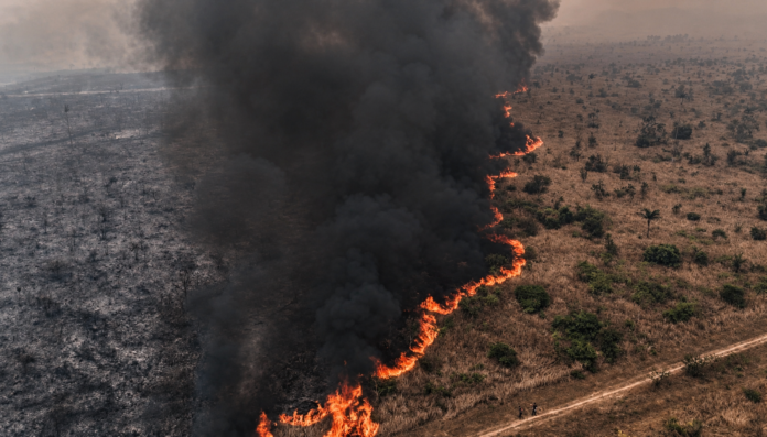 Incendio forestal durante el fenómeno de El Niño en Colombia