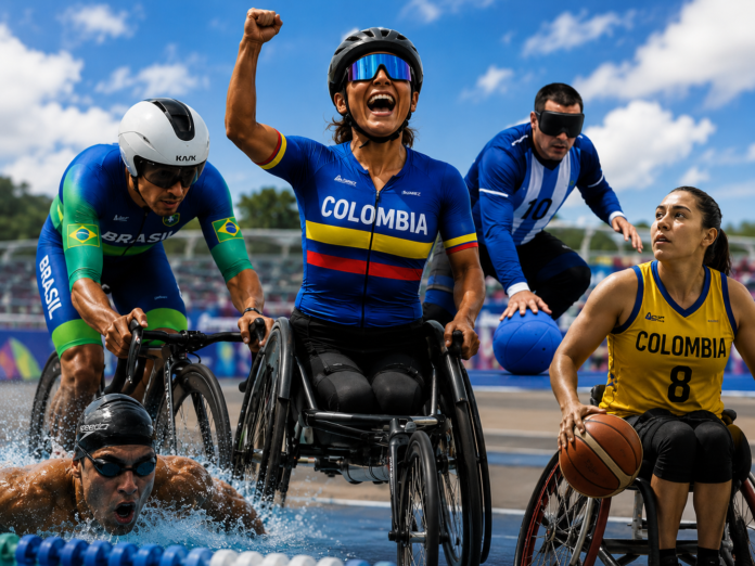 Juegos Parasuramericanos Valledupar 2026 con atletas de Colombia y Brasil en competencia.