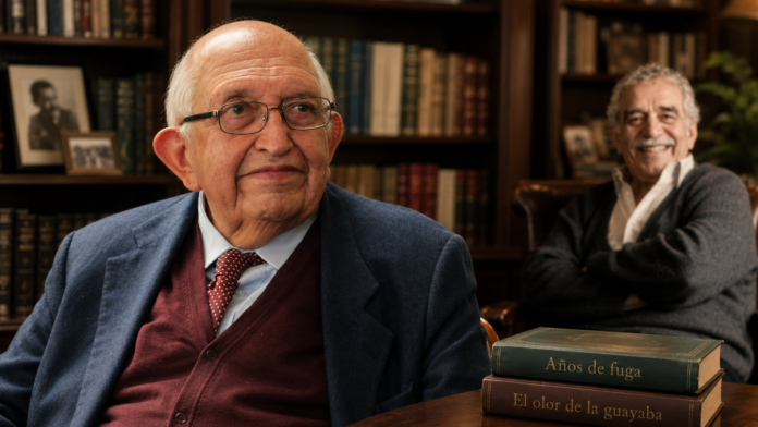 Plinio Apuleyo Mendoza en primer plano junto a Gabriel García Márquez en una imagen sobre su legado literario