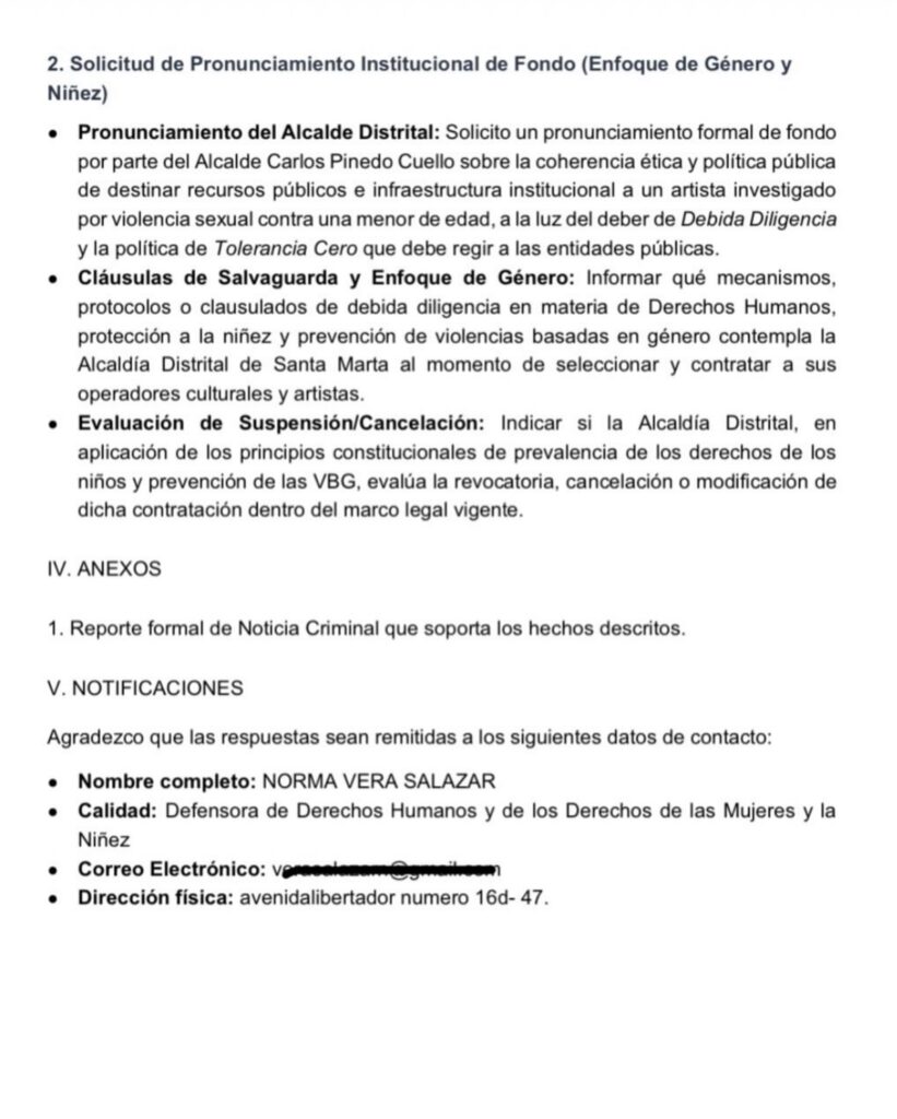 Derecho de petición para revisar contratación de Churo Díaz