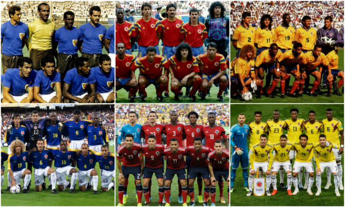Collage con las siete selecciones de Colombia que han participado en los Mundiales de la FIFA