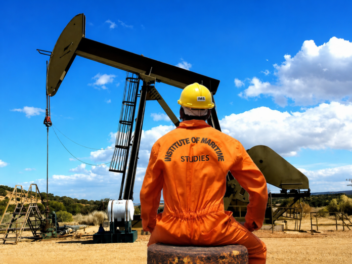 Trabajador frente a una unidad de extracción de petróleo en medio del debate sobre el fracking en la cuenca Cesar-Ranchería.