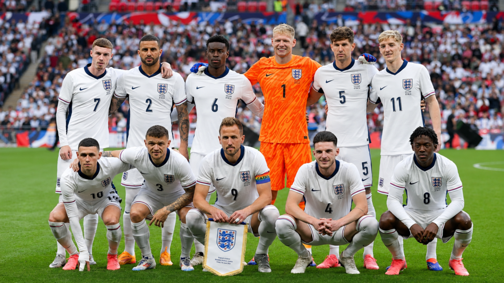 Selección de Inglaterra antes del partido contra Argentina