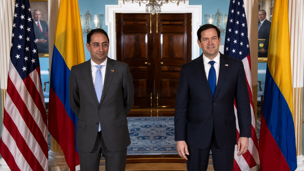 Restrepo y Marco Rubio durante su reunión en Washington