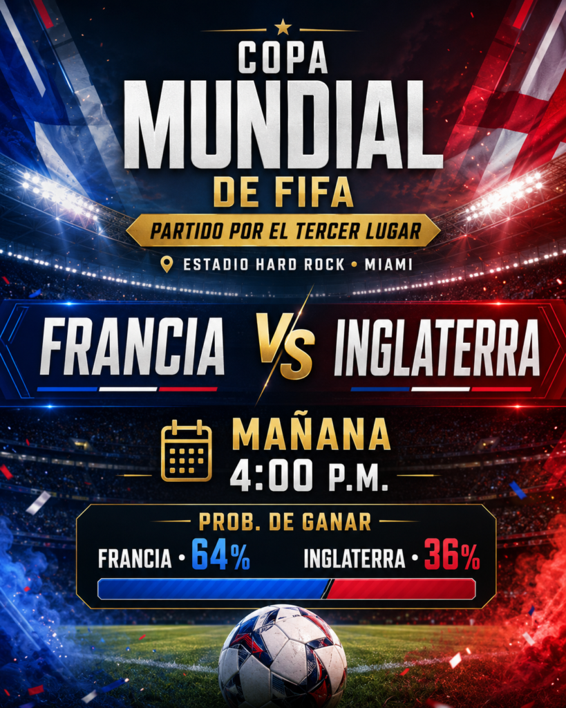 Francia e Inglaterra disputarán el tercer lugar del Mundial 2026 en el Hard Rock Stadium de Miami.