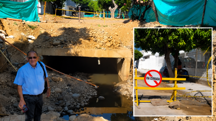 Obra del colector pluvial de Valledupar con excavaciones y cierre de una vía del sector.