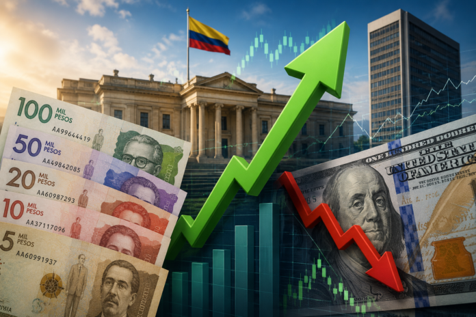 Peso colombiano se fortalece frente al dólar y lidera la valorización mundial en junio de 2026.