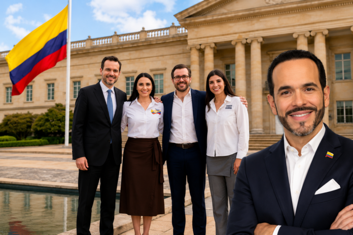 Abelardo De la Espriella junto a los cuatro funcionarios designados para ocupar cargos estratégicos en la Presidencia de la República.