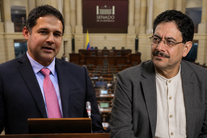 Honorio Henríquez e Iván Cepeda tras la elección del presidente del Senado