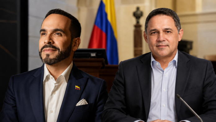 Abelardo De La Espriella y Honorio Henríquez tras la elección del presidente del Senado