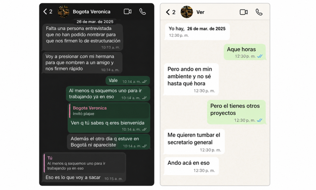 Chats atribuidos a Verónica Guerrero, hermana de Juliana Guerrero
