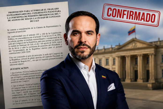 Abelardo De la Espriella confirma que su posesión presidencial será en Cali, junto a la proposición para trasladar temporalmente la sede del Congreso.