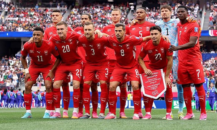 Selección de Suiza antes de un partido del Mundial 2026.