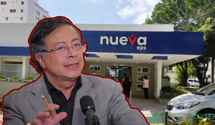 Gustavo Petro y sede de Nueva EPS tras la publicación de los estados financieros de la entidad en 2024.