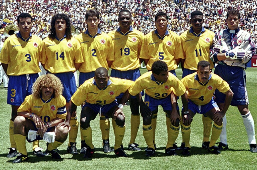 Formación de la Selección Colombia durante el Mundial de Estados Unidos 1994, torneo en el que la Tricolor llegó como una de las favoritas.