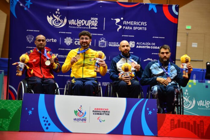Ceremonia de premiación del Para tenis de mesa en los Juegos Parasuramericanos Valledupar 2026.